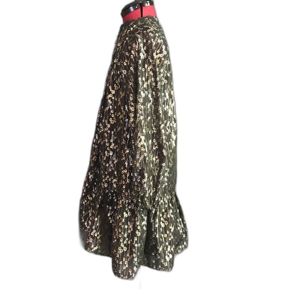 ANTONIO MELANI Camila Chiffon Black & Gold Metallic Cocktail Dress Size 0 NWT - Picture 6 of 13